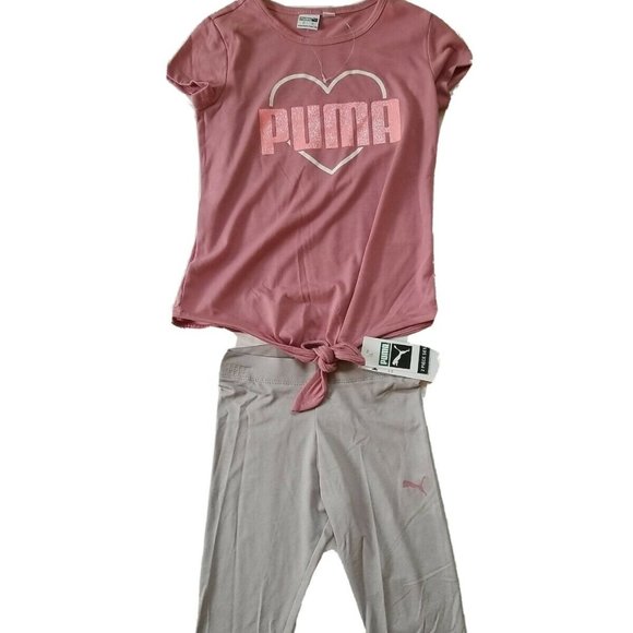 Puma Girls Size 6X 2 Pc Leggings Set Pink NWT NEW - Picture 1 of 8